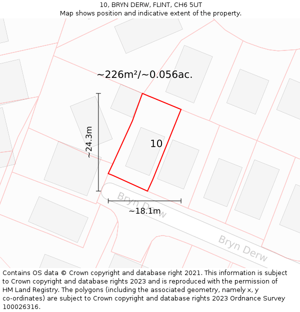 10, BRYN DERW, FLINT, CH6 5UT: Plot and title map