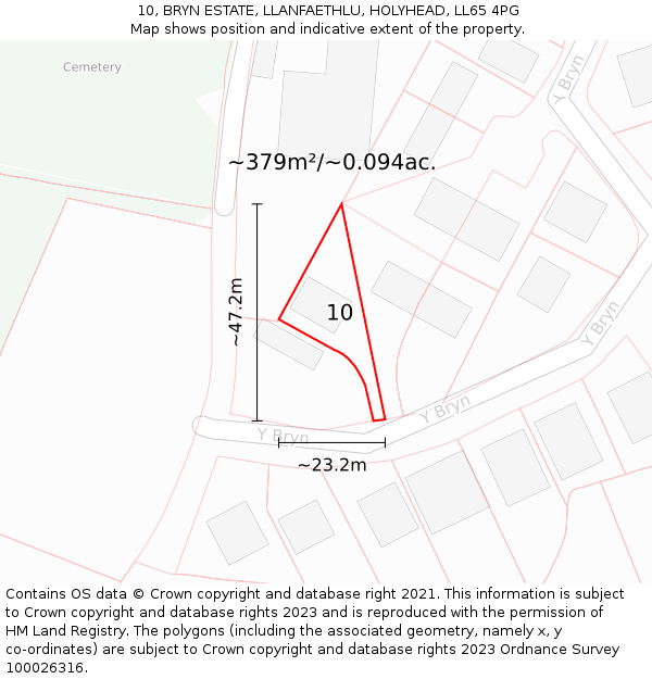 10, BRYN ESTATE, LLANFAETHLU, HOLYHEAD, LL65 4PG: Plot and title map