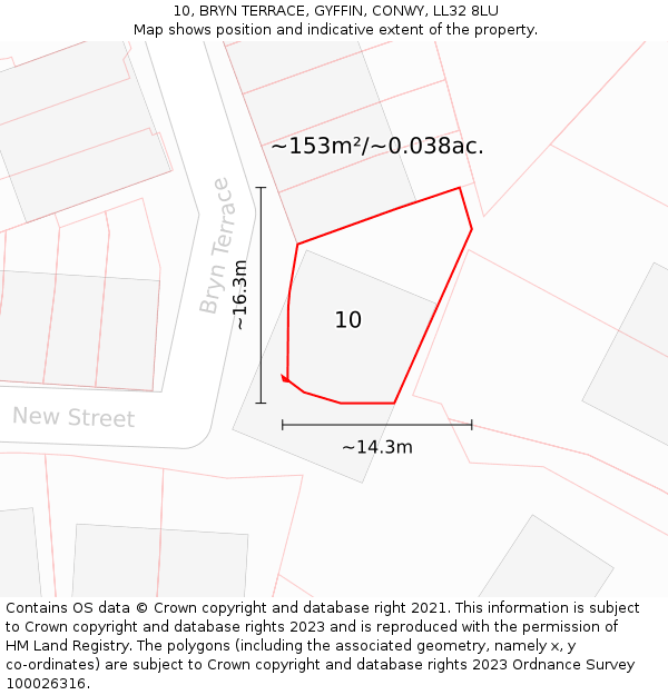 10, BRYN TERRACE, GYFFIN, CONWY, LL32 8LU: Plot and title map