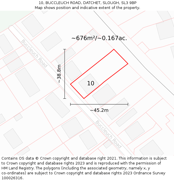 10, BUCCLEUCH ROAD, DATCHET, SLOUGH, SL3 9BP: Plot and title map