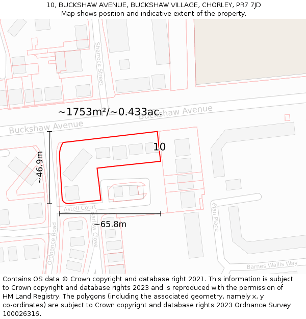 10, BUCKSHAW AVENUE, BUCKSHAW VILLAGE, CHORLEY, PR7 7JD: Plot and title map