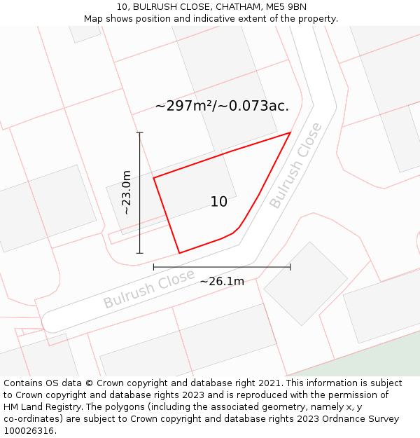 10, BULRUSH CLOSE, CHATHAM, ME5 9BN: Plot and title map