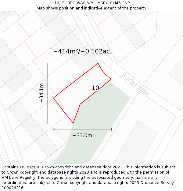 10, BURBO WAY, WALLASEY, CH45 3NP: Plot and title map