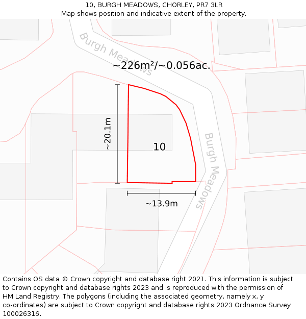 10, BURGH MEADOWS, CHORLEY, PR7 3LR: Plot and title map