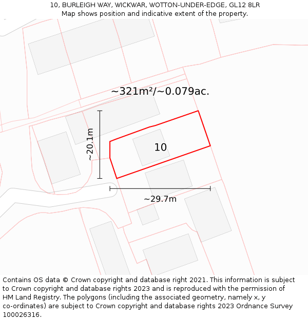 10, BURLEIGH WAY, WICKWAR, WOTTON-UNDER-EDGE, GL12 8LR: Plot and title map