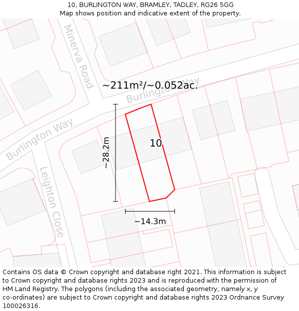 10, BURLINGTON WAY, BRAMLEY, TADLEY, RG26 5GG: Plot and title map
