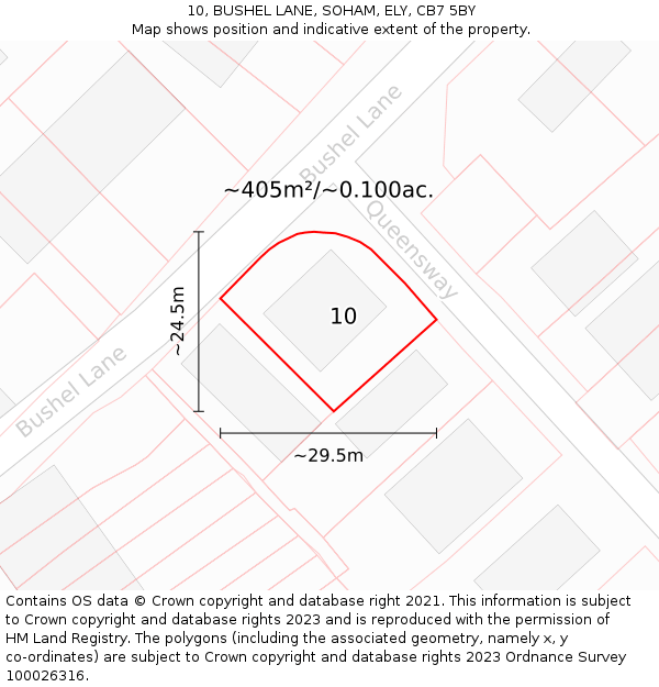 10, BUSHEL LANE, SOHAM, ELY, CB7 5BY: Plot and title map
