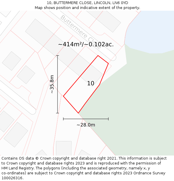 10, BUTTERMERE CLOSE, LINCOLN, LN6 0YD: Plot and title map