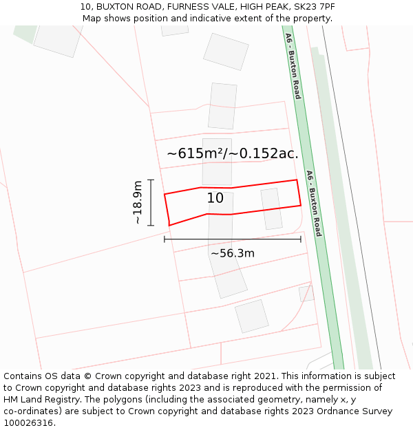 10, BUXTON ROAD, FURNESS VALE, HIGH PEAK, SK23 7PF: Plot and title map