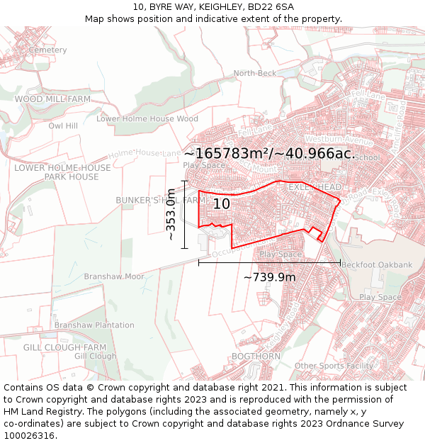10, BYRE WAY, KEIGHLEY, BD22 6SA: Plot and title map