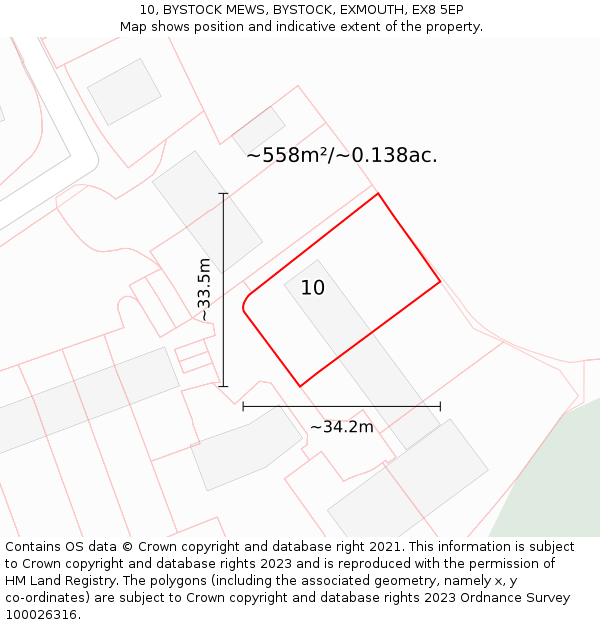 10, BYSTOCK MEWS, BYSTOCK, EXMOUTH, EX8 5EP: Plot and title map