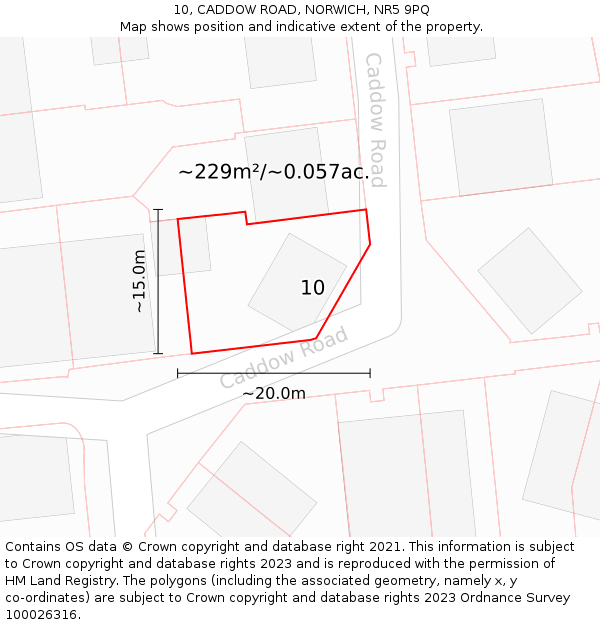 10, CADDOW ROAD, NORWICH, NR5 9PQ: Plot and title map