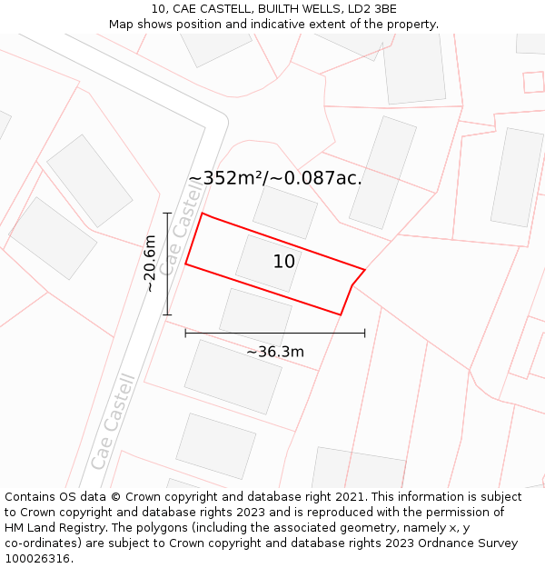10, CAE CASTELL, BUILTH WELLS, LD2 3BE: Plot and title map