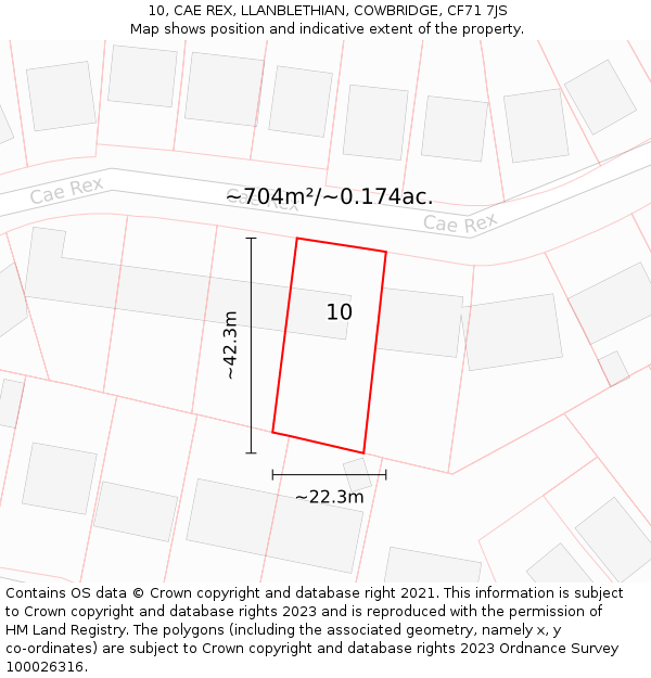 10, CAE REX, LLANBLETHIAN, COWBRIDGE, CF71 7JS: Plot and title map