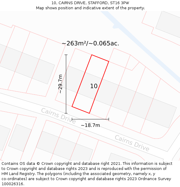 10, CAIRNS DRIVE, STAFFORD, ST16 3PW: Plot and title map