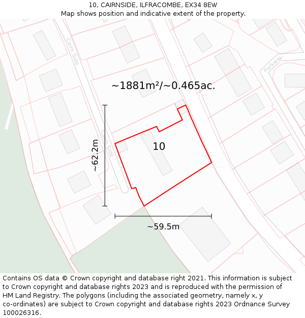 10, CAIRNSIDE, ILFRACOMBE, EX34 8EW: Plot and title map