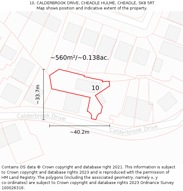10, CALDERBROOK DRIVE, CHEADLE HULME, CHEADLE, SK8 5RT: Plot and title map