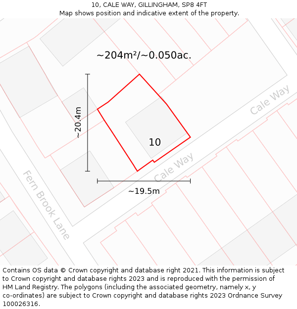 10, CALE WAY, GILLINGHAM, SP8 4FT: Plot and title map