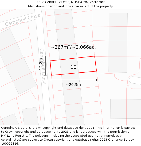 10, CAMPBELL CLOSE, NUNEATON, CV10 9PZ: Plot and title map