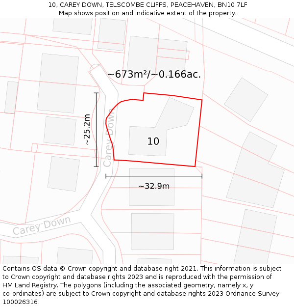 10, CAREY DOWN, TELSCOMBE CLIFFS, PEACEHAVEN, BN10 7LF: Plot and title map