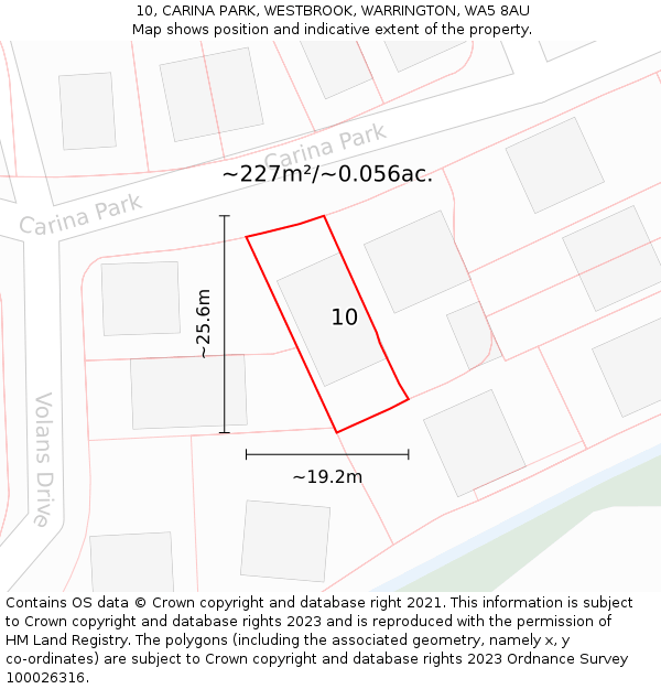 10, CARINA PARK, WESTBROOK, WARRINGTON, WA5 8AU: Plot and title map