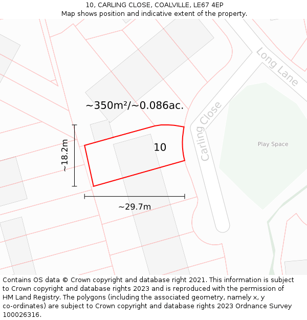 10, CARLING CLOSE, COALVILLE, LE67 4EP: Plot and title map