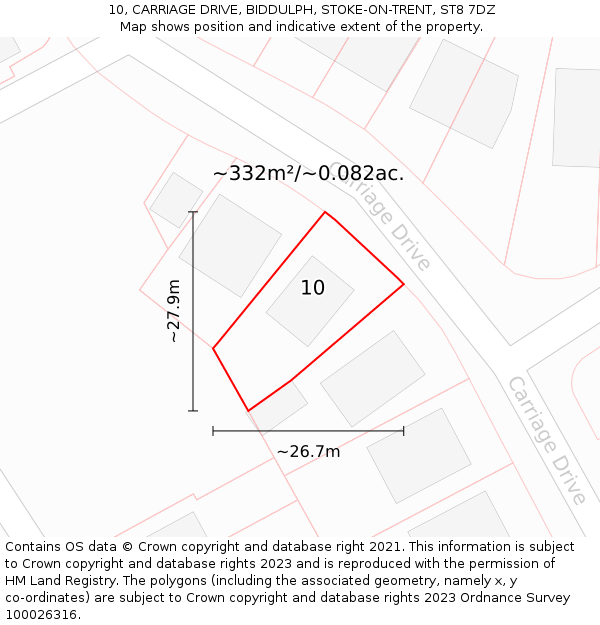 10, CARRIAGE DRIVE, BIDDULPH, STOKE-ON-TRENT, ST8 7DZ: Plot and title map