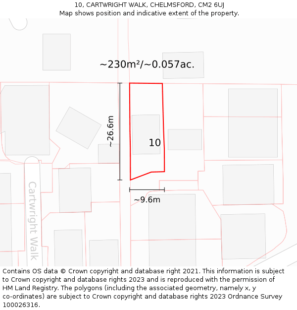 10, CARTWRIGHT WALK, CHELMSFORD, CM2 6UJ: Plot and title map