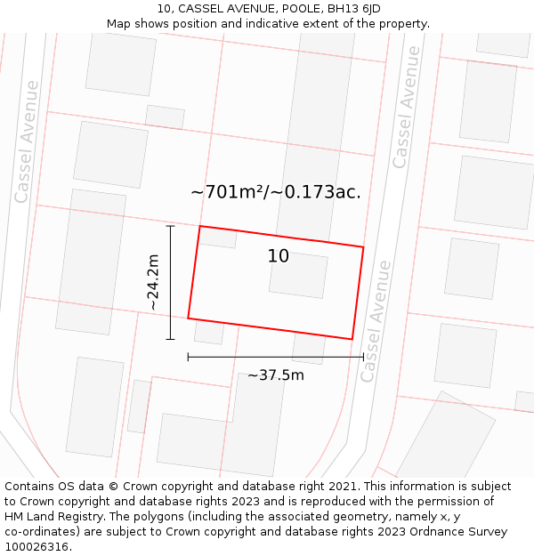 10, CASSEL AVENUE, POOLE, BH13 6JD: Plot and title map