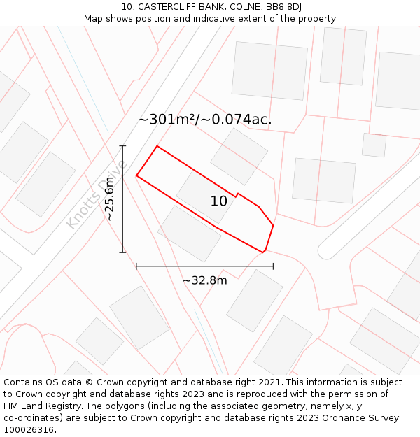 10, CASTERCLIFF BANK, COLNE, BB8 8DJ: Plot and title map