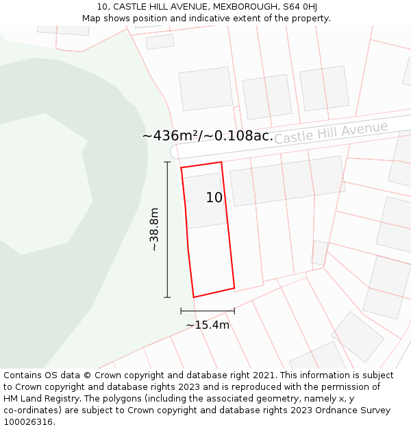 10, CASTLE HILL AVENUE, MEXBOROUGH, S64 0HJ: Plot and title map