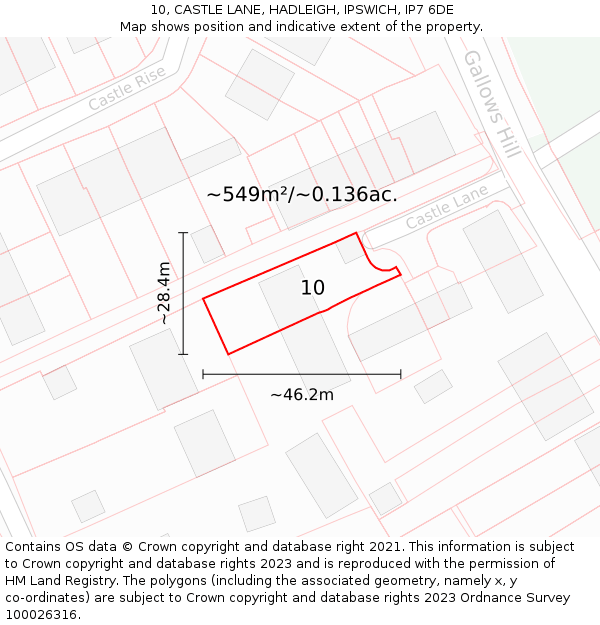 10, CASTLE LANE, HADLEIGH, IPSWICH, IP7 6DE: Plot and title map