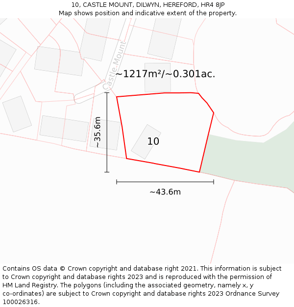 10, CASTLE MOUNT, DILWYN, HEREFORD, HR4 8JP: Plot and title map