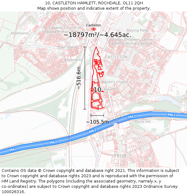 10, CASTLETON HAMLETT, ROCHDALE, OL11 2QH: Plot and title map