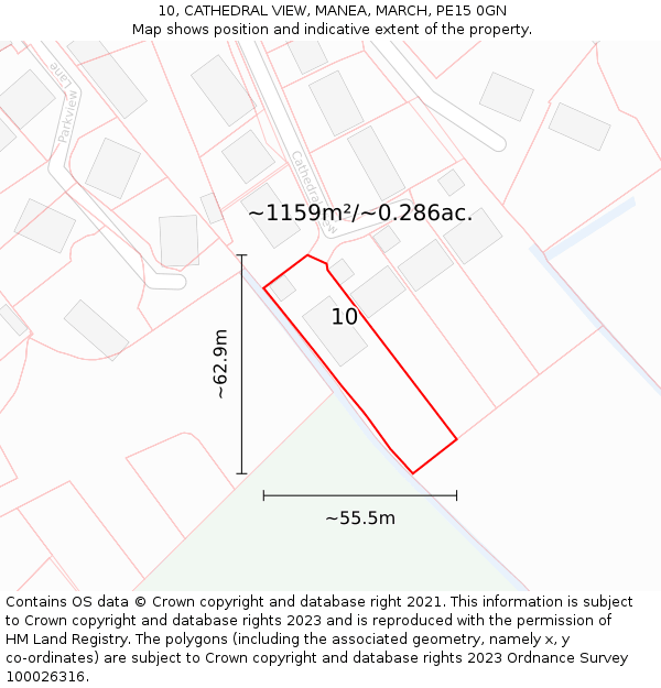 10, CATHEDRAL VIEW, MANEA, MARCH, PE15 0GN: Plot and title map