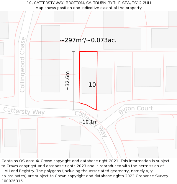 10, CATTERSTY WAY, BROTTON, SALTBURN-BY-THE-SEA, TS12 2UH: Plot and title map
