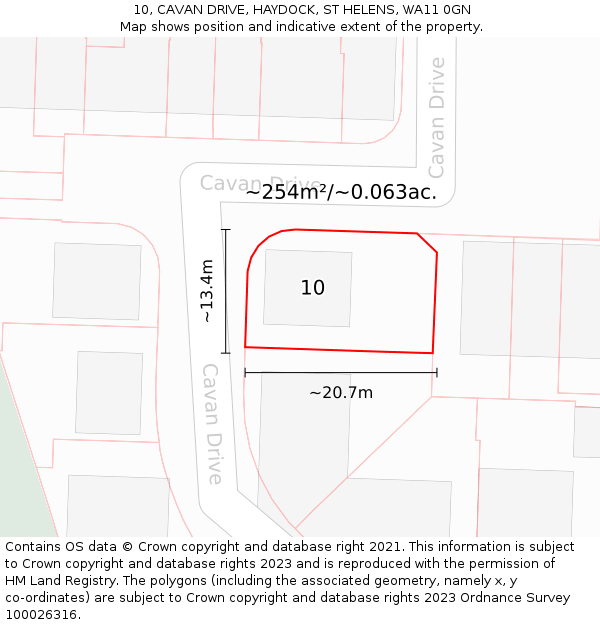 10, CAVAN DRIVE, HAYDOCK, ST HELENS, WA11 0GN: Plot and title map