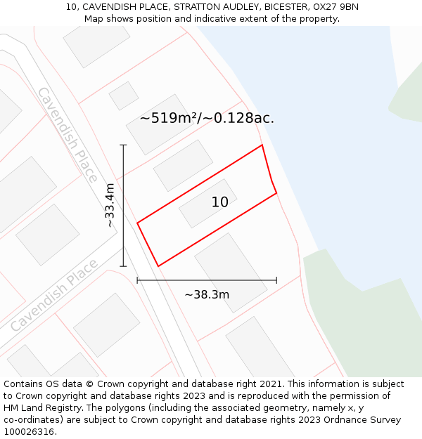 10, CAVENDISH PLACE, STRATTON AUDLEY, BICESTER, OX27 9BN: Plot and title map