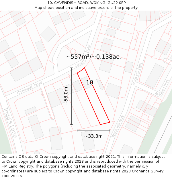 10, CAVENDISH ROAD, WOKING, GU22 0EP: Plot and title map