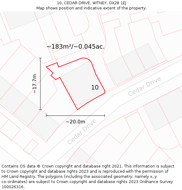 10, CEDAR DRIVE, WITNEY, OX28 1EJ: Plot and title map