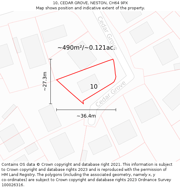 10, CEDAR GROVE, NESTON, CH64 9PX: Plot and title map