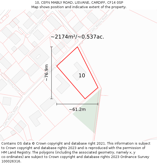 10, CEFN MABLY ROAD, LISVANE, CARDIFF, CF14 0SP: Plot and title map