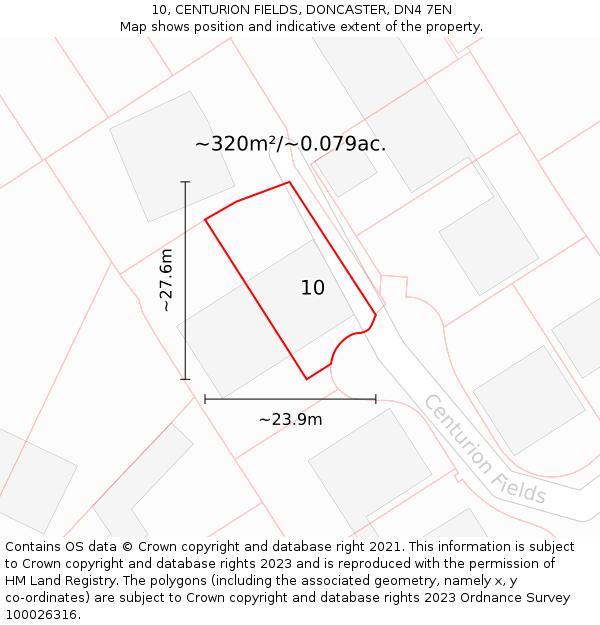 10, CENTURION FIELDS, DONCASTER, DN4 7EN: Plot and title map