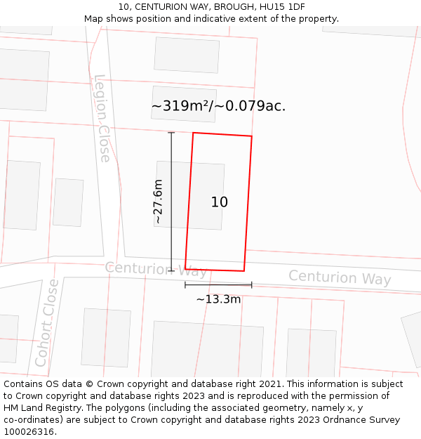 10, CENTURION WAY, BROUGH, HU15 1DF: Plot and title map