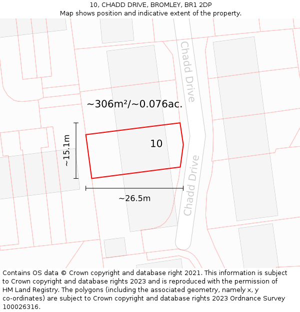 10, CHADD DRIVE, BROMLEY, BR1 2DP: Plot and title map