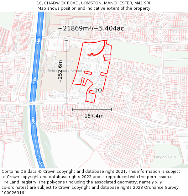 10, CHADWICK ROAD, URMSTON, MANCHESTER, M41 9RH: Plot and title map
