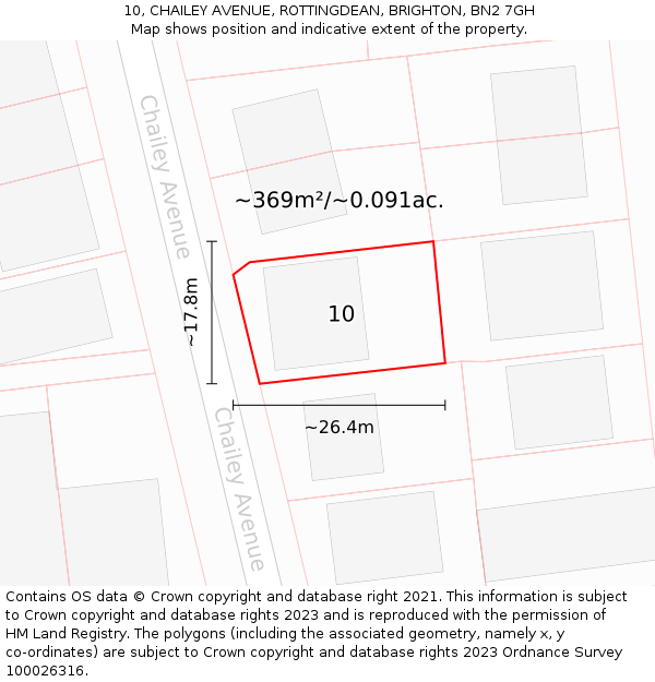 10, CHAILEY AVENUE, ROTTINGDEAN, BRIGHTON, BN2 7GH: Plot and title map