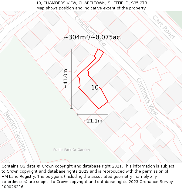 10, CHAMBERS VIEW, CHAPELTOWN, SHEFFIELD, S35 2TB: Plot and title map