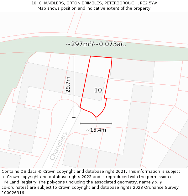 10, CHANDLERS, ORTON BRIMBLES, PETERBOROUGH, PE2 5YW: Plot and title map