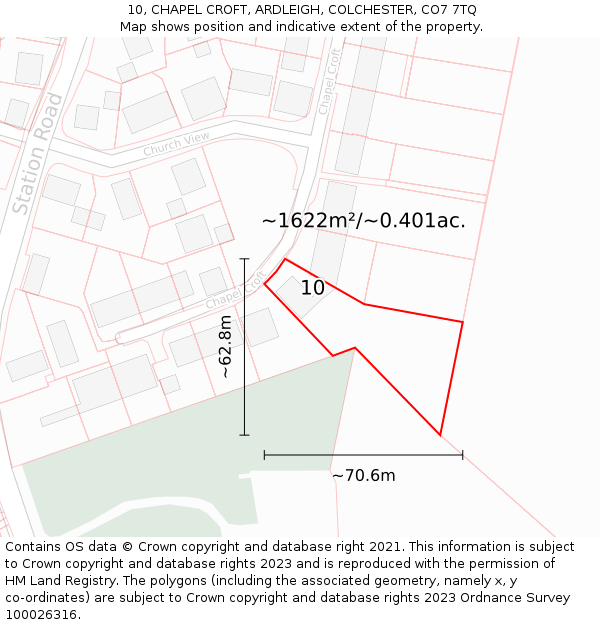 10, CHAPEL CROFT, ARDLEIGH, COLCHESTER, CO7 7TQ: Plot and title map